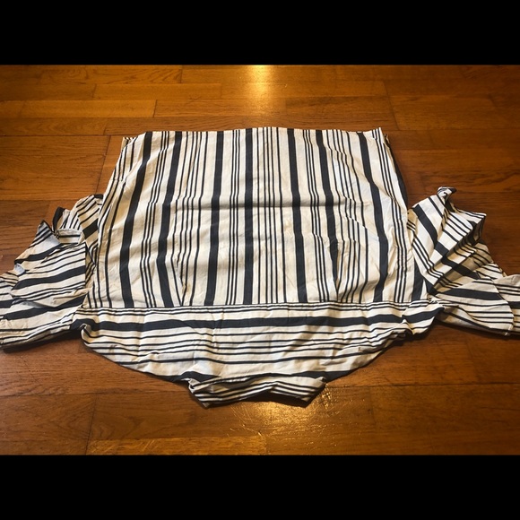 Striped Button Down Blouse with Ruffled Sleeve - Picture 2 of 6